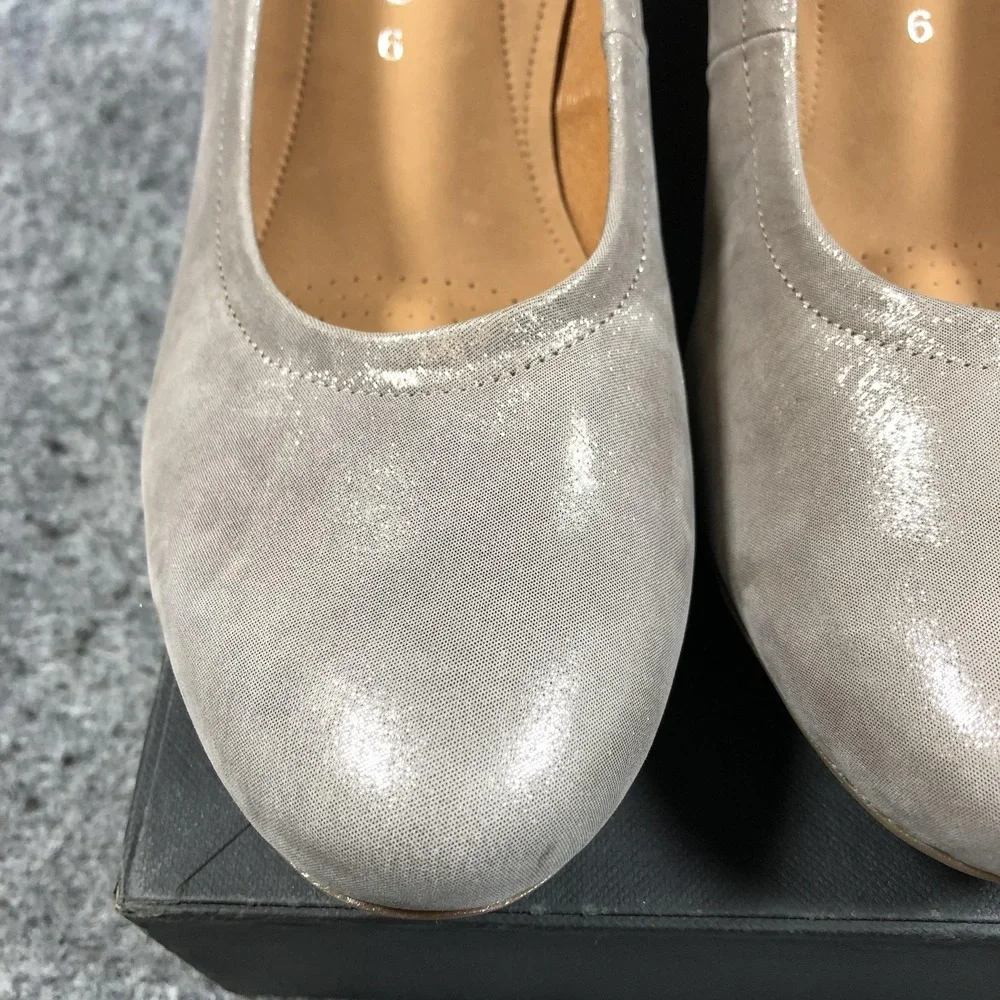 Gabor Comfort Pumps Womens Size 8.5 Beige Leather Block Heel Round Toe Shoes